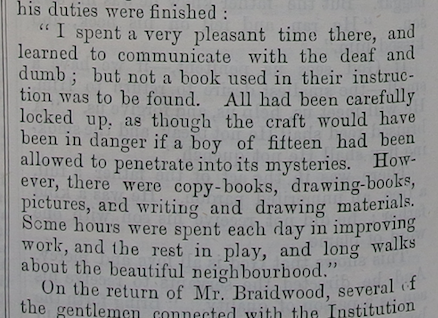 cutting from newspaper describing Baker's experience with the Braidwood family